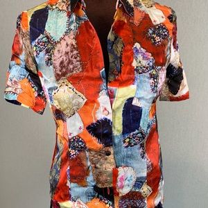 NWT Love Moschino Quilted Patchwork Print Blouse